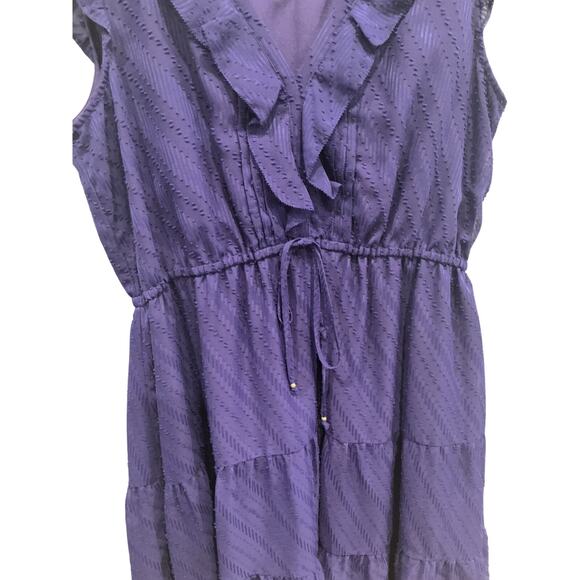 HD In Paris Womens Tiered Mini Dress Size 8 Ruffle Swiss Dot Blue Boho Anthro - Picture 6 of 10